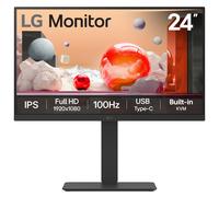 LG Monitor 24BA650 - FHD 1080p IPS 24 inch, 100Hz, 5ms, Office Display, Built-in Power/KVM/Speakers, USB-C, USB Hub, D-Sub, HDMI, DisplayPort, Matte Black