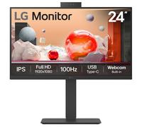 LG 24BA850 24 Inch Webcam Monitor, USB-C 90W, RJ45 Ethernet, Full HD IPS | Built-in camera and mic for video calls, KVM switch, daisy chain, smooth 100Hz, height, tilt, swivel and pivot stand