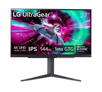 LG 27" UltraGear 4K UHD (3840x2160) Gaming Monitor, 144Hz, 1ms, VESA DisplayHDR 400, G-SYNC and AMD FreeSync Premium, HDMI 2.1, DisplayPort, 4-Pole HP Out DTS HP:X, Tilt/Height/Pivot Stand, Black