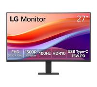 LG 27U421A-B 27-inch Full HD (1920 x 1080) Curved Computer Monitor, 100Hz, 5ms, HDR10, 3-Side Borderless, Switch, HDMI, USB Type-C 15W PD, Tilt Slim Stand, Black