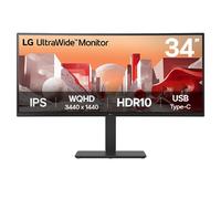 LG 34" UltraWide Monitor, Curved (3800R) QHD screen, USB TypeC, X2 5W Speakers, Black 34BA75QEB