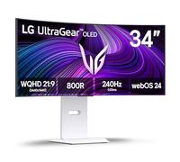 LG 34GX90SA-W Ultragear WQHD (3440 x 1440) 240Hz Curved OLED Gaming Display, 1ms, NVIDIA G-Sync Compatible, AMD FreeSync Premium, VESA DisplayHDR True Black 400, webOS, USB Type-C, White