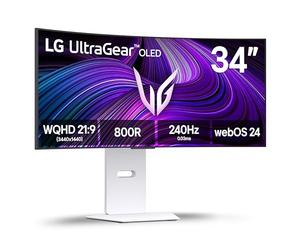 LG 34GX90SA-W Ultragear WQHD (3440 x 1440) 240Hz Curved OLED Gaming Display, 1ms, NVIDIA G-Sync Compatible, AMD FreeSync Premium, VESA DisplayHDR True Black 400, webOS, USB Type-C, White