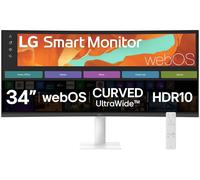 LG SMART Monitor 34U601SA-W, Curved UltraWide QHD 1440p VA, 34 inch, 100Hz, 5ms GtG, HDR10, Wi-Fi, Bluetooth, Home office - Remote Desktop, Airplay, webOS smart apps with remote, Speakers, HDMI, White