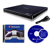 LG 6X WP50NB40 External Portable Blu-ray Burner in Retail Box Bundle with 50GB Verbatim M-Disc BD-R DL and Cyberlink Burning Software
