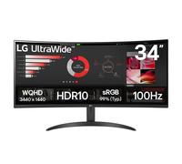 LG Electronics Curved UltraWide Monitor 34WR50QK, 34 inch, 1440p, 100Hz, 5ms Response Time, VA Panel, Smart Energy Saving, Displayport, HDMI
