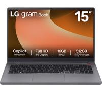LG gram Book 15U50T - 15 Inch FHD IPS Lightweight Laptop, Intel Core i5 1334U, 16GB RAM, 512GB SSD, Windows 11 Home, Copilot, HD Webcam with Privacy Shutter, Titan Silver