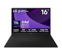 LG gram Pro 16Z90TP - 16 Inch 2.5K IPS 144Hz VRR, Ultra-Lightweight Laptop, Intel Core Ultra 7 255H - EVO Edition, 16GB RAM, 1TB SSD, Windows 11 Home, gram Hybrid AI, Copilot, Black (2025)