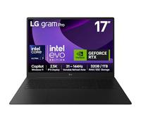 LG gram Pro 17Z90TR-E - 17 inch 2.5K 144Hz VRR, Ultra-Lightweight Laptop, Intel Core Ultra 7 255H, NVIDIA GeForce RTX 5050, 32GB RAM, 1TB SSD, Windows 11 Home, Copilot, Hybrid AI, Black (2025)