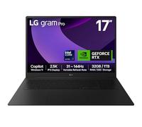 LG gram Pro 17Z90TR-E - 17 inch 2.5K 144Hz VRR, Ultra-Lightweight Laptop, Intel Core Ultra 7 255H, NVIDIA GeForce RTX 5050, 32GB RAM, 1TB SSD, Windows 11 Home, Copilot, Hybrid AI, Black (2025)