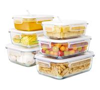 LG Luxury & Grace 6 Mix Glass Food Containers (1,5L + 1L + 0,6L). Food Storage Container with Lid. Hermetic Seal and Steam Valve. Microwave, Oven and Dishwasher Safe Containers. BPA Free.
