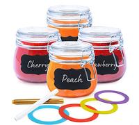 LG Luxury & Grace Airtight Glass Food Storage with Lids 4 PACK (0.5L) Premium, BPA Free Kitchen Canisters | Labels + Markers INCLUDED | Eco-Friendly & Reusable
