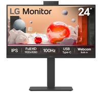 LG Monitor 24BA850 - FHD 1080p IPS 24 inch, 100Hz, Office Display, 5ms, Built-in Power/Webcam & Mic/KVM/Speakers, LAN (RJ45), USB-C, USB Hub, D-Sub,
