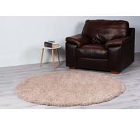 LG TRADERS LIMITED Circular Circle Shaggy Rugs Non Slip Washable Floor Small Large Round Mats Cheap (Silver, 160cm Diameter (63")) (Light Beige, 160cm Diameter (63"))