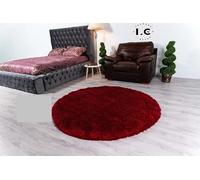 LG TRADERS LIMITED Circular Circle Shaggy Rugs Non Slip Washable Floor Small Large Round Mats Cheap (Silver, 160cm Diameter (63")) (red, 120cm Diameter (47.3"))