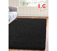 LG TRADERS LIMITED EXTRA THICK HEAVY 5CM PILE SOFT LUXURIOUS SHAGGY MODERN AREA BEDROOM HALL RUG RUNNER MAT (Black, 60 x 110 cm)
