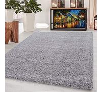 LG TRADERS LIMITED Modern Silver Grey Fluffy Thick Deep Pile Non-Slip Area Shaggy Rug Non-Shed For Living Room Bedrooms Small Medium Large XL Hallway Runner Mat Available in 4 Sizes (80 x 150 cm)
