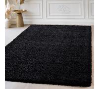 LG TRADERS LIMITED | Non Slip Shaggy Rug - Large Area Rugs For Living Room - Soft Bedroom Floor Carpet, Washable Hallway Runner (Black, 120 x 170 cm)