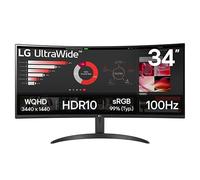 LG Electronics Curved UltraWide Monitor 34WR50QK, 34 inch, 1440p, 100Hz, 5ms Response Time, VA Panel, Smart Energy Saving, Displayport, HDMI