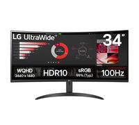 LG UltraWide Curved PC Monitor 34WR50QK, 34 inch, 1440p, 100Hz, 5ms Response Time, VA Panel, Smart Energy Saving, Displayport, HDMI