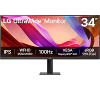 LG UltraWide Monitor 34U511A - UWFHD 1080p IPS 34 inch, 100Hz, 5ms GtG, DisplayHDR 400, Office and Desktop display, Reader Mode & Flicker Safe, Smart Energy Saving, DisplayPort, HDMI, Black