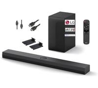 LG US70TY (HANACO) Bundle Smart Dolby Atmos Sound Bar, 400W, 3.1.1 Channels, Wireless Subwoofer and DTS Surround Sound, With Wall Brackets Remote Optical/HDMI Cable Black