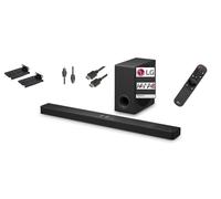 LG US90TY (HANACO) Bundle Smart Dolby Atmos Sound Bar, 570W, 5.1.3 Channels, Wireless Subwoofer and DTS Surround Sound, AI Room Calibration, With Wall Brackets Remote Optical/HDMI Cable Black