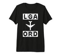 LGA to ORD Airplane Route Airport Code New York Chicago Premium T-Shirt