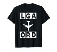 LGA to ORD Airplane Route Airport Code New York Chicago T-Shirt