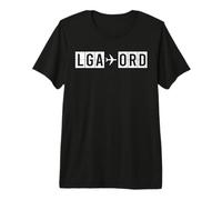 LGA to ORD New York Chicago Airport Code Travel Route Premium T-Shirt