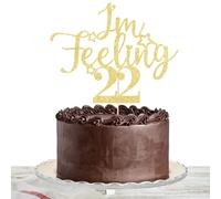 Lgaiehjc I'm Feeling 22 Cake Topper - 22nd Birthday Cake Topper - Hello 22, Cheers to 22 Years, Happy 22nd Birthday/Anniversary Party Decorations, Gold Glitter