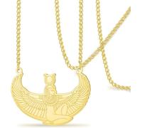 LGBBTI Egyptian Isis Winged Goddess Protection Pendant Necklace Stainless Steel Ancient Egypt Greek Mythology Jewelry for Women Men Amulet Gifts, Gold