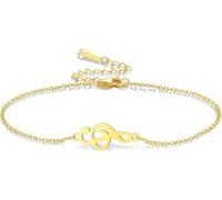 LGBBTI Music Note Bracelet for Women Men Handmade Adjustable Braided Rope String Charm Jewelry Gift for Musician Teacher Music Lovers, Gold1