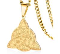 LGBBTI Triple Goddess Triquetra Celtic Trinity Knot Witches Necklace Irish Wiccan Pagan Symbol Jewelry for Women, Gold