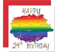 LGBT 24th Birthday Cards for Partner - Happy 24th Birthday - LGBT Card for Partner from Girlfriend Boyfriend, 145mm Gay Pride Gifts Greeting Cards
