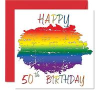 LGBT 50th Birthday Cards for Partner - Happy 50th Birthday - LGBT Card for Partner from Girlfriend Boyfriend, 145mm Gay Pride Gifts Greeting Cards