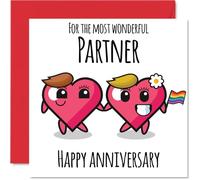 LGBT Anniversary Card - Wonderful Partner - Happy Anniversary Cards for Partner Girlfriend Wife, 145mm Greeting Cards for Anniversaries