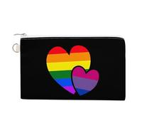 LGBT Bisexual Double Love Hearts Coin Purse Small Wallets with Zippered Key Ring Cute Wallet