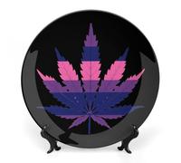 LGBT Bisexual Gay Flag Weed Decorative Plate Ceramic China Plates with Display Stand for Home Wall Decor 7inch