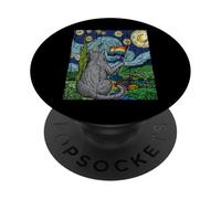 LGBT Cat Starry Night Gay Pride Month Rainbow Flag Van Gogh PopSockets Adhesive PopGrip