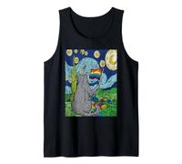 LGBT Cat Starry Night Gay Pride Month Rainbow Flag Van Gogh Tank Top