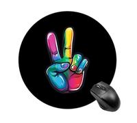 LGBT Colorful Peace Sign Hand Mouse Pad Round Mousepads Desk Mat for Office Laptops