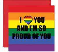 LGBT Coming Out Cards - Proud of You - Gay Pride Card for Son Daughter Friend Brother Sister Auntie Uncle, 145mm Gay Pride LGBT Gifts Greeting Cards