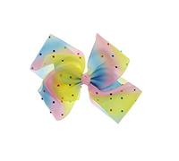 LGBT COSTUME Deluxe Large Rainbow Ribbon Bow (23 x 18 cm) with Multi colour Stones by Lizzy® (Pastel Rainbow)