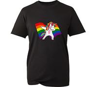 LGBT Dabbing Unicorn T-Shirt Rainbow Flag Unicorn Gays Lesbians Pride LGBTQIA+ Community Unisex Gift Tee Top (Black, 4XL)