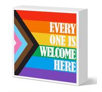 LGBT Decor Sign, Everyone Is Welcome Here, Gay Pride Month Decor Home Office Diversity Equality Classroom Desk Decoration Gay Room Bedroom Lesbian Pride BLM Decor Lesbian Gay Transgender LGBTQ Gifts
