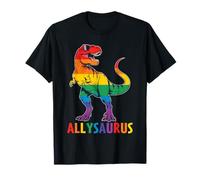 LGBT Dinosaur Rainbow Flag Ally Pride Allysaurus T-Shirt