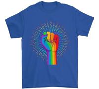 LGBT Fist Gay Pride Day Awareness Mens T-Shirt 100% Cotton Royal Blue 2XL
