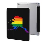 LGBT Flag Map of Alaska Cute Tablet Case with Pencil Holder Lightweight Hard Protective Cover Compatible with iPad 9th/ 8th/ 7th