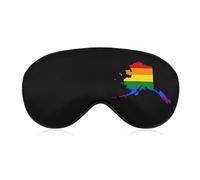 LGBT Flag Map of Alaska Soft Eye Masks for Sleep with Adjustable Strap Breathable Travel Sleeping Covers